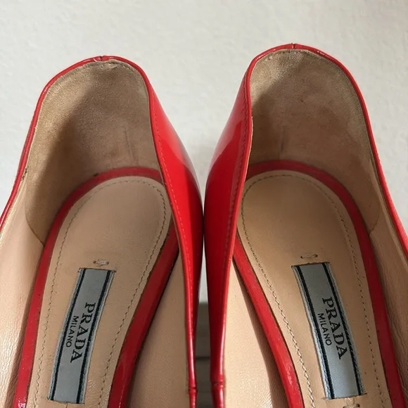[Prada] Authenticated Red Patent Leather Stiletto Pump Heels Women’s EU 38, US 8 - Picture 9 of 15